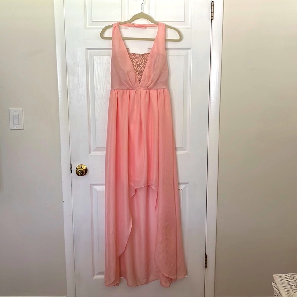 JESSICA SIMPSON PRETTY PINK DRESS, SLEEVELESS/HALTER, PINK (english rose), SZ 6